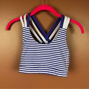Lululemon cross back sports bra with hook back purple stripe size 8